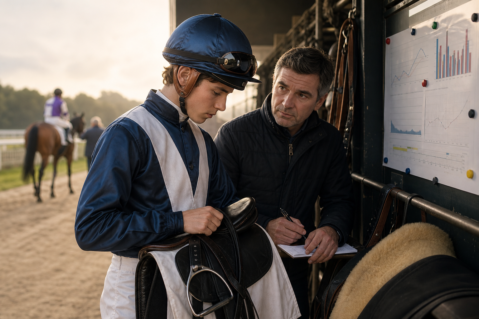 Illustration éditoriale — Changement de jockey et décharge d’un apprenti : faut-il en tenir compte ?